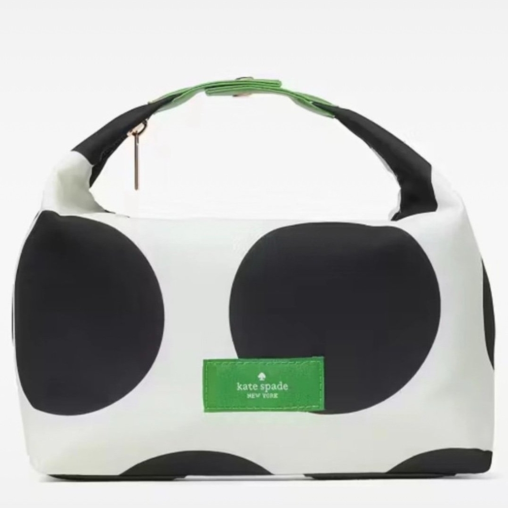 Kate Spade Polka Dot Cosmetic Bag with Green Accent